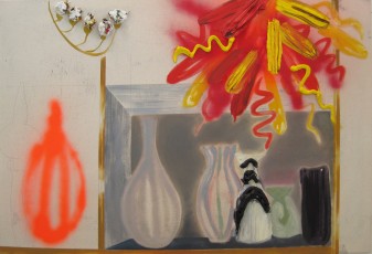 Glass & Brass, 24 x 36 inches, oil and spray paint on canvas, 2011