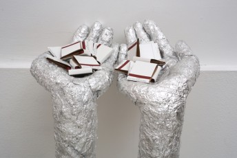 Flame, aluminum foil, matches, 2014